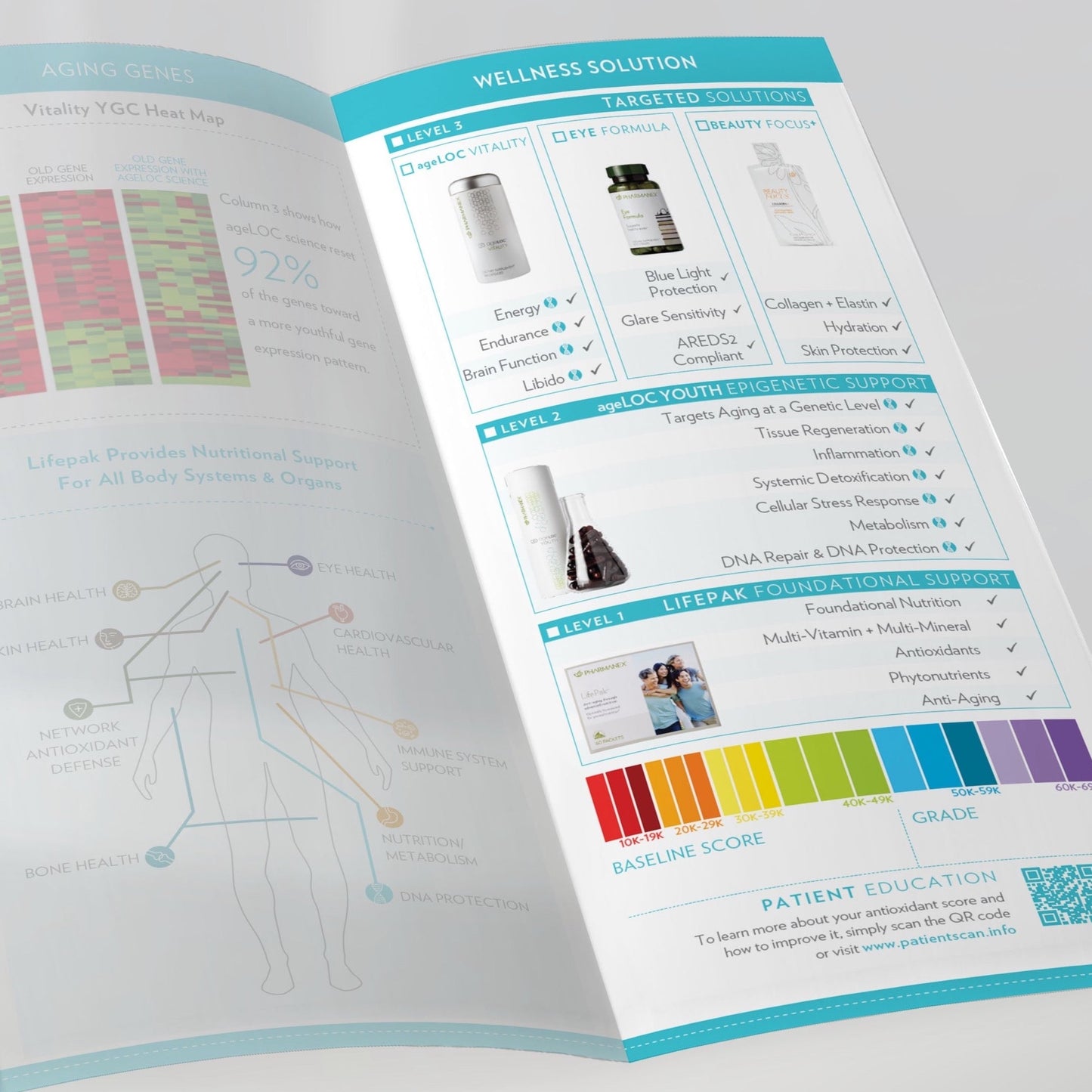 The freshly designed inside of the Eye brochure with the new patient flow and nutritional products available.